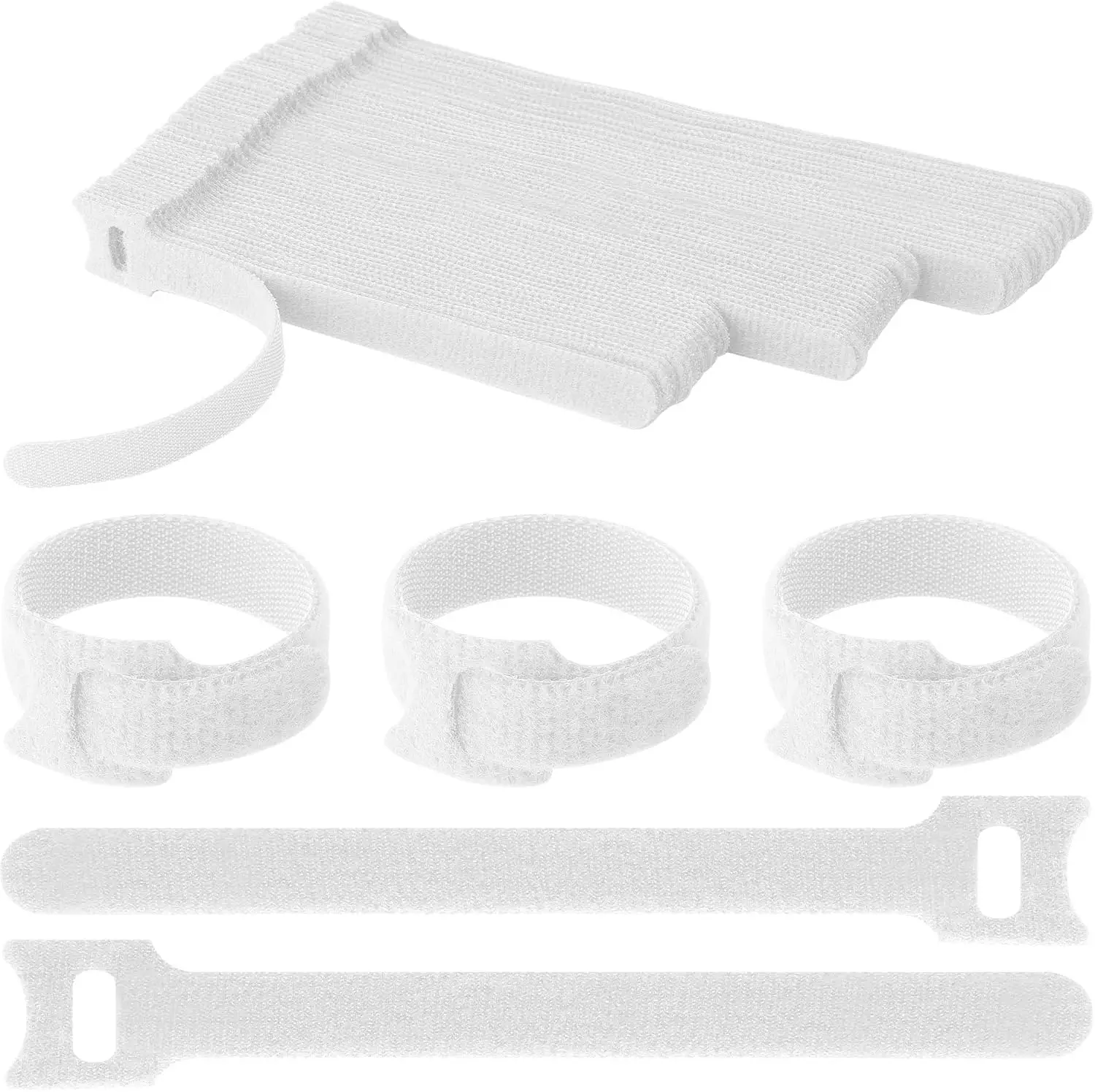 

60pcs Reusable Microfiber Cable Ties - 6/7/8 Inch, White for Wire Management