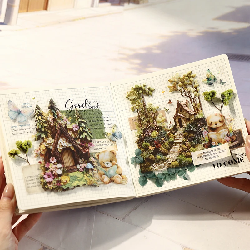 Fairy Tale House Scenery Stickers, Multi-Scene Collage Materials for Journal Scene Creation, Elegant Stationery for Students