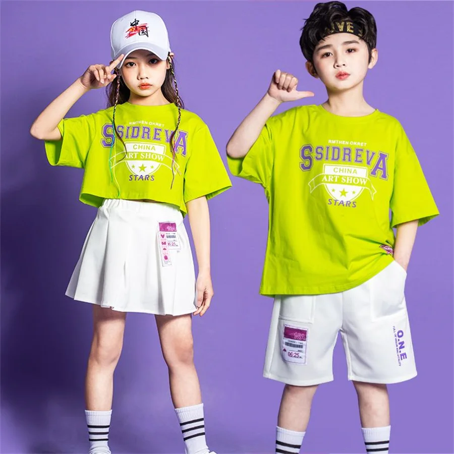 Kid Kpop Outfit Clothing for Girl Boy Graphic Tee Tie Dye Oversized T Shirt Top Streetwear Cargo Shorts Hip Hop Stage Costume