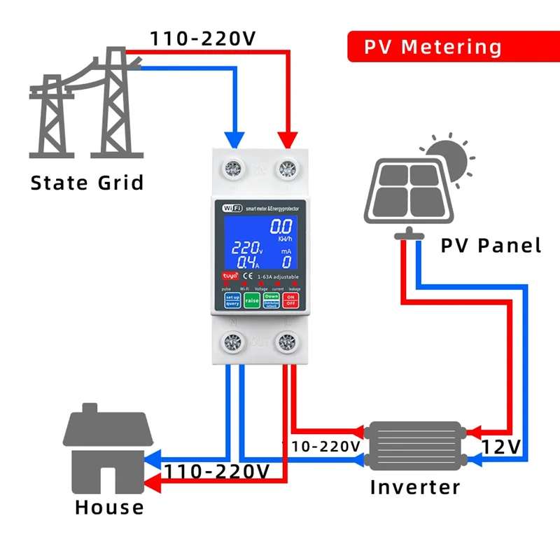

NEW WTDZW-63A/N Smart PV Circuit Breaker Tuya 220V Voltage Current Leakage Protection Mcb Automatic Switch 63A Wifi-AA26