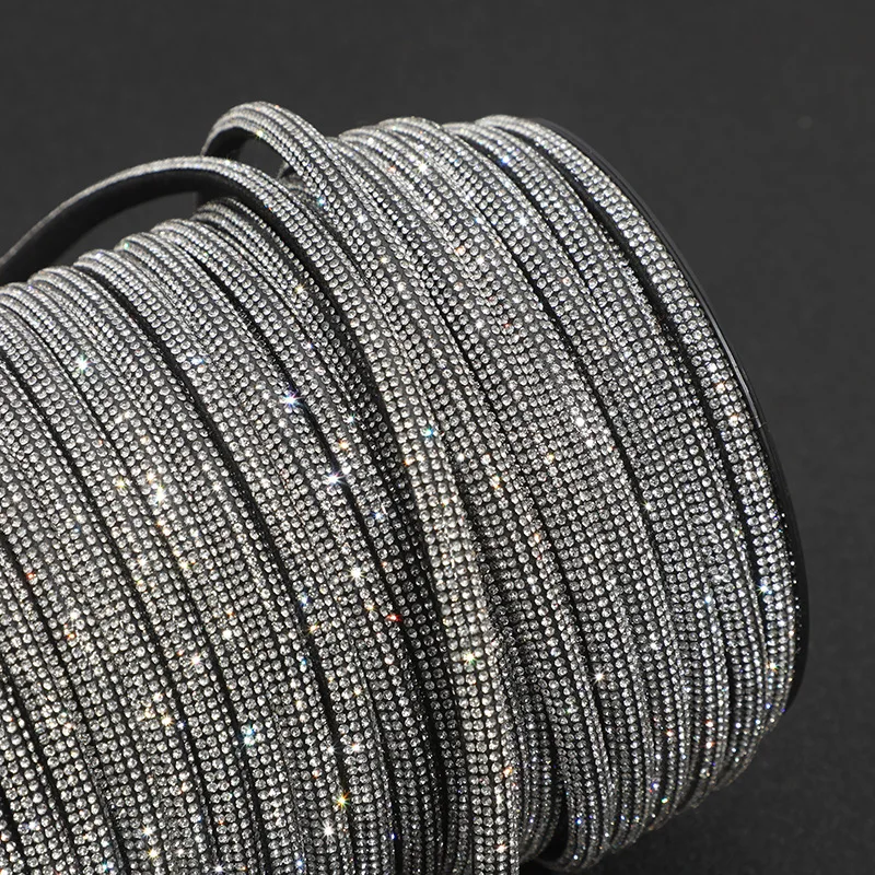 1yard Glitter Rhinestone Rope BlingBling Crystal Cord Trimming DIY Drawstring for Hoodie Trouser Sweatpant Rope Making Accessory