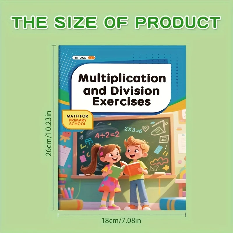 48-Page Multiplication and Division Arithmetic Exercise Book, Specialized Training in Simple Multiplication and Division, Enhances Calculation Skills, Educational Tools, School Supplies and Christmas Gifts, Classroom Activities, Home Teaching Materials, Interactive Learning, Suitable for Students' Teaching Tools, Easy Learning of Math Multiplication and Division