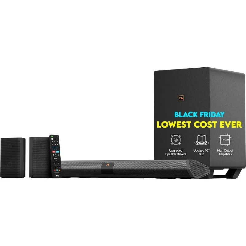 Shockwafe Pro Bluetooth 7.1.4 Channel Dolby Atmos/DTS:X Soundbar with 10