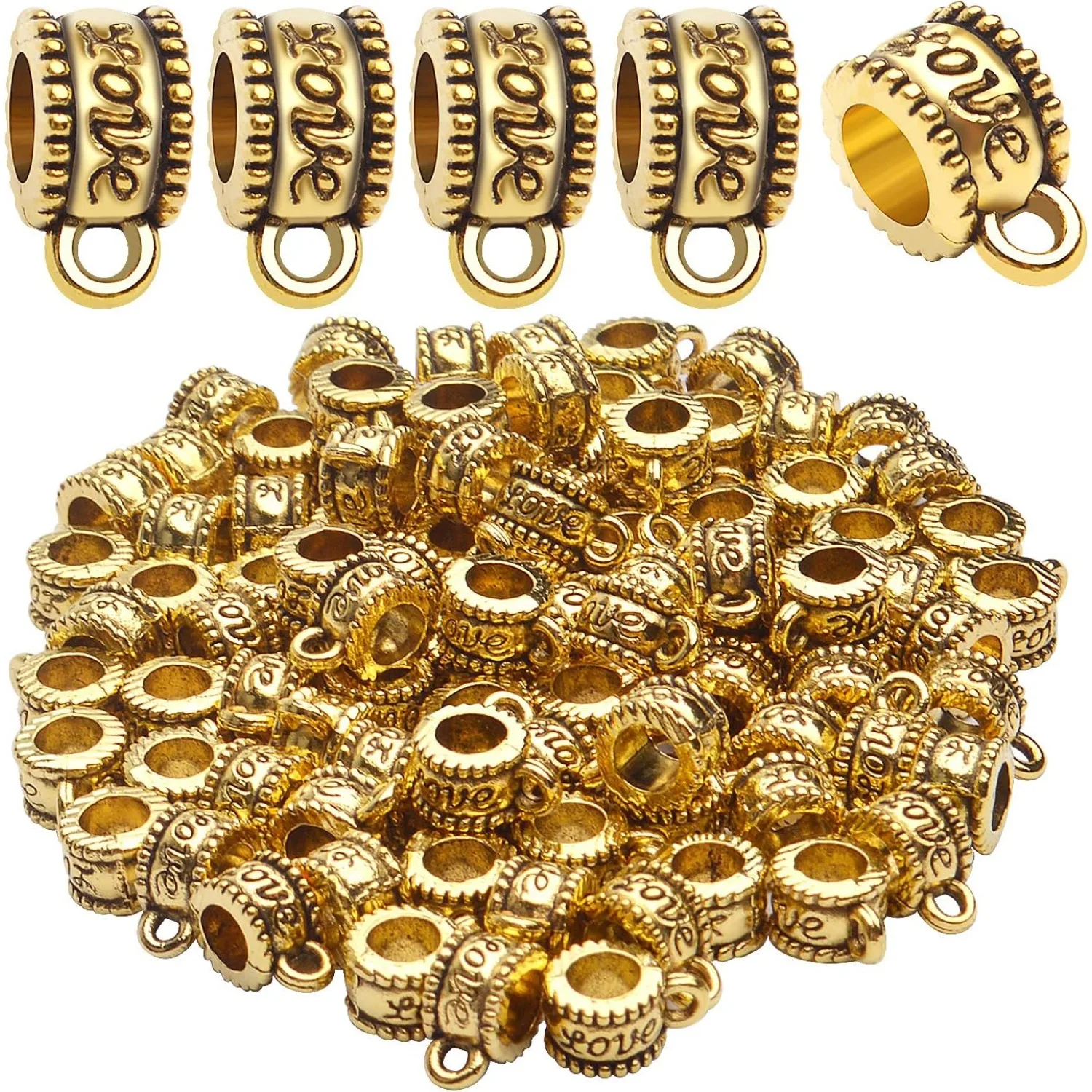 

100 шт., антикварные золотые бусины из тибетского сплава, трубка-разделитель, бусины, соединительные вешалки, бусины для браслета, ожерелья, изготовления ювелирных изделий