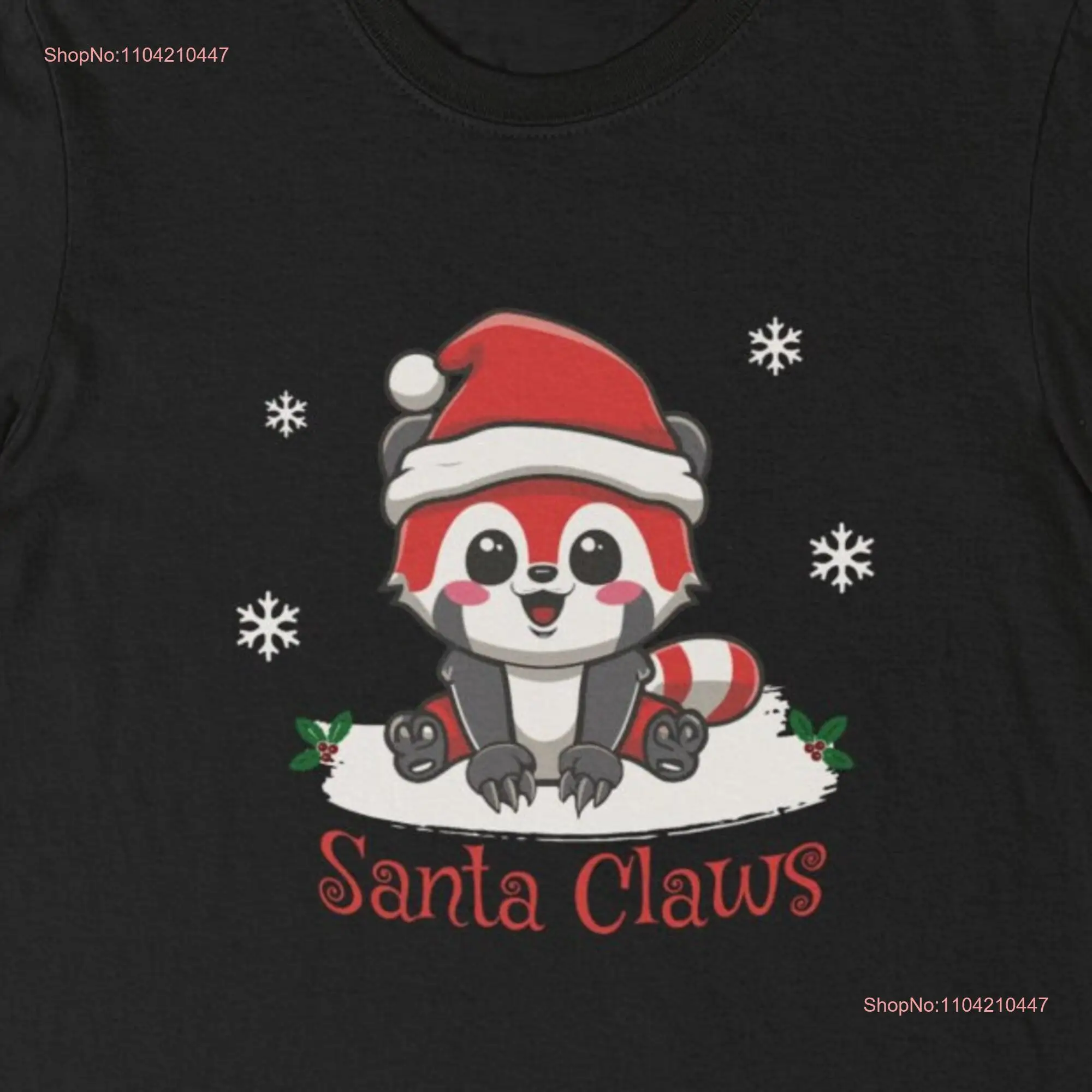 Santa Claws T Shirt Panda Christmas Festive Clothing Red Xmas Holiday Season Cute Animal long or short sleeves