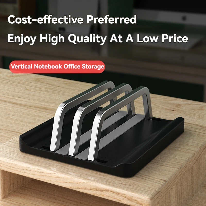 Foldable Vertical Laptop Stand Holder Adjustable Desktop Notebook Dock for Macbook iPad Phone Tablet 3In1 Storage Holder Support