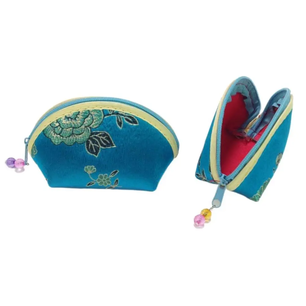 Auspicious Cloud Embroidery Coin Pouch Multi Color Flower Jewelry Storage Bag Multi-functional Cloth Shell Coin Pouch Ladies