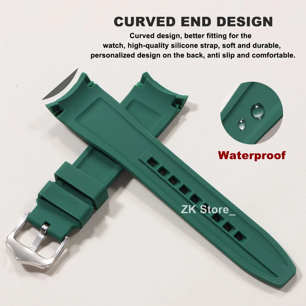 Premium Silicone Watch Band 20mm 22mm Curved End Rubber Watch Strap for Rolex for Citizen Replacement Watchband Bracelet for Men