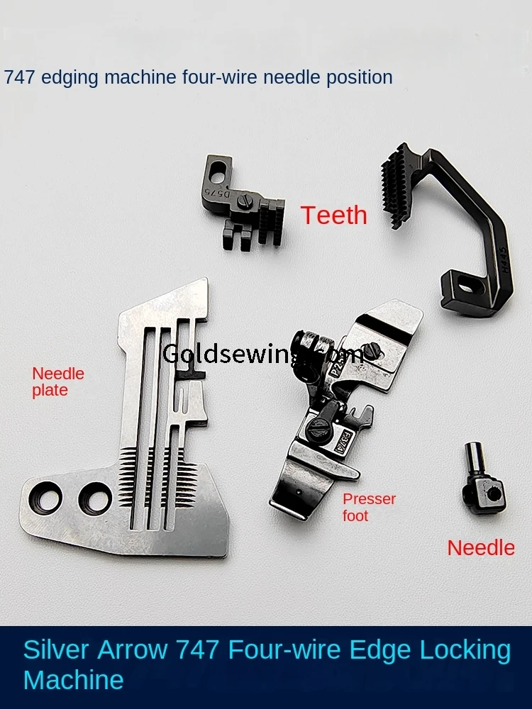 1PCS Gauge Set Needle Plate Feed Dog Needle Clip P253 Presser Foot for 747 Four-Thread Overlock Sewing Machine