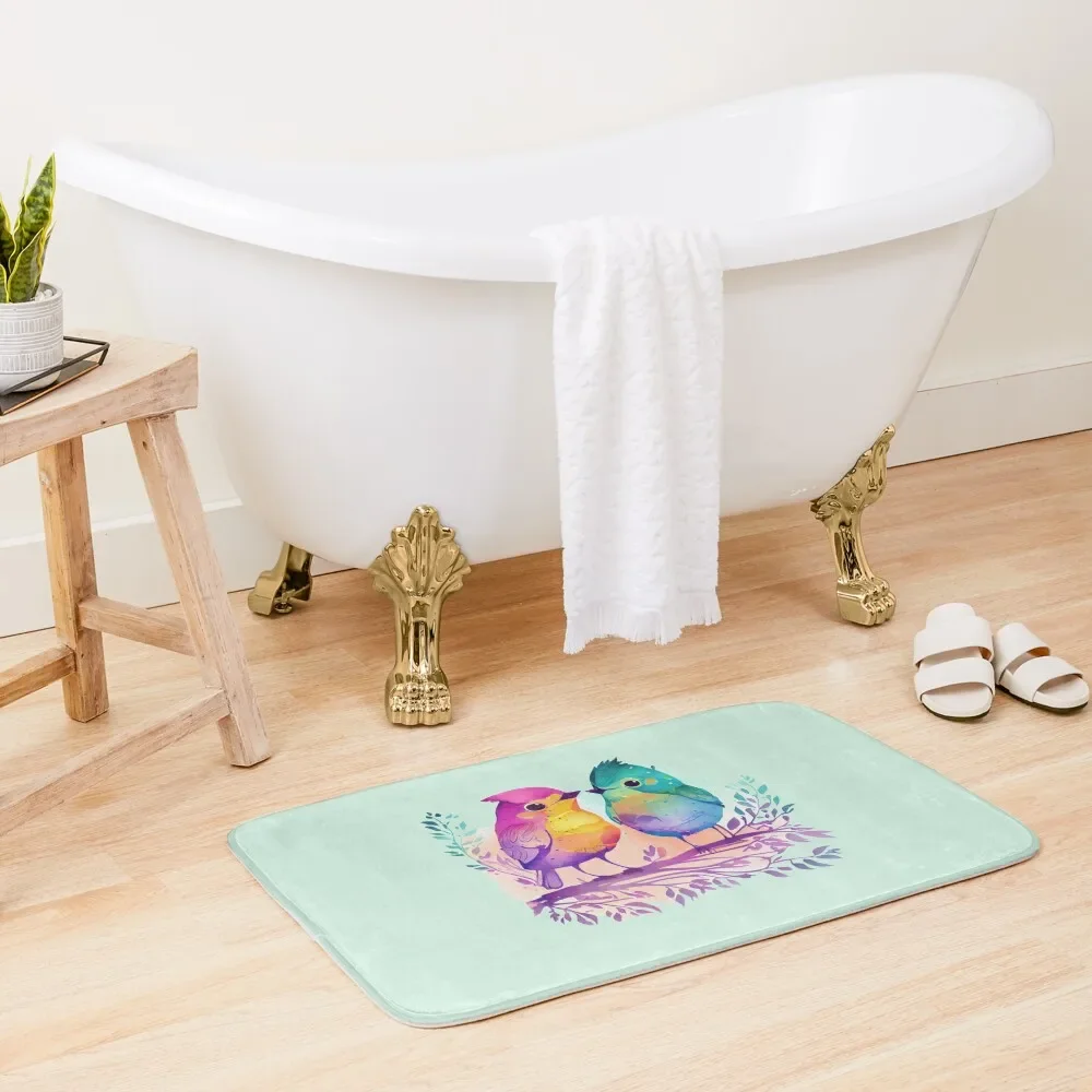 

Funny Pair of Colorful Birds Bath Mat For Bathroom And Toilet Absorbent Rug Household Items Mat