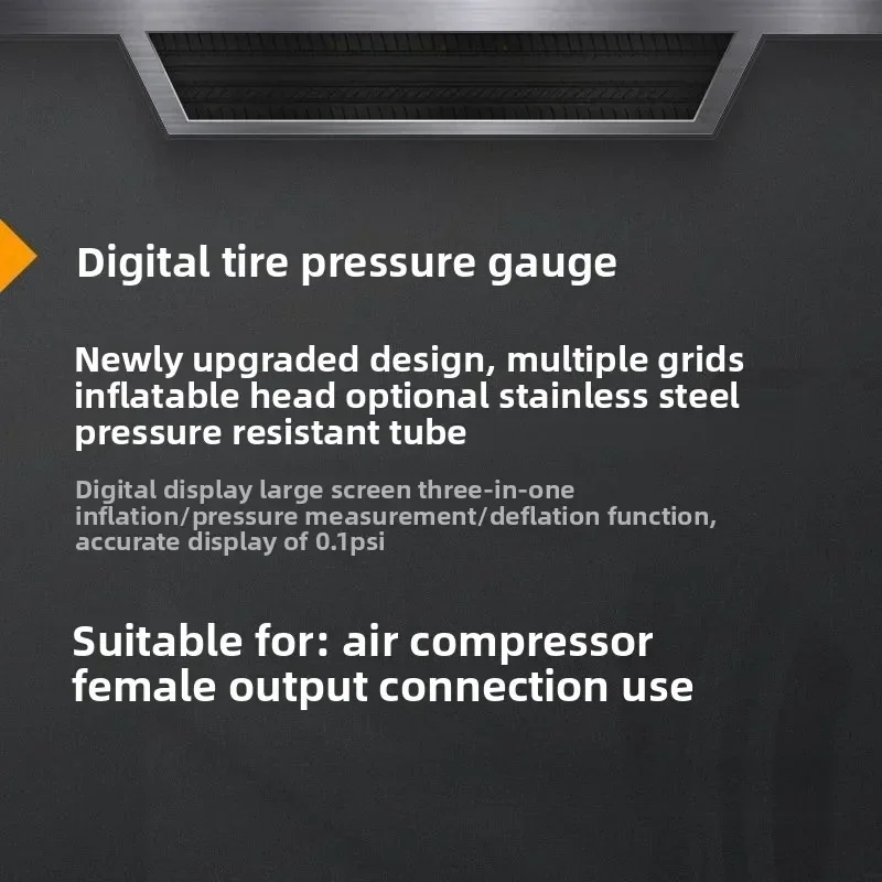Durable  High Precision Automotive Tire Inflation Pressure Gauge Stainless Steel Tube Digital Display Tire Pressure Gauge