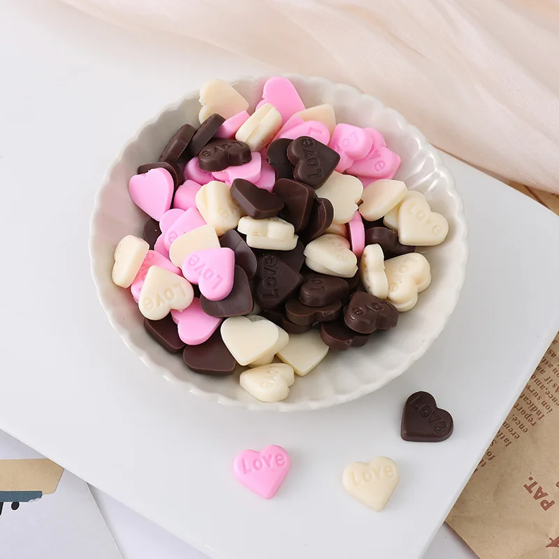 10pcs Mini Fake Chocolate Dessert Pink Chocolate Kitchen Scene Food Play Decoration Home Decor Toys Gift Dollhouse Miniatures