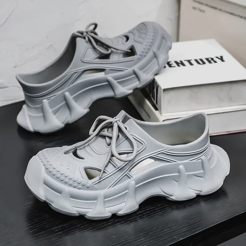 

Summer Men's Slip-On Hollow Breathable Outer Wear Convenient Wading Soft-Soled Beach Shoes Versatile Sandals