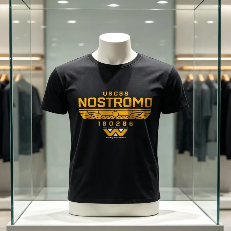 Image of 2026 Neu Sommer Baumwolle USCSS Nostromo Muster Übergroßes T-Shirt Nostromo Alien Science-Fiction Retro-Thema Kurzarm-Shirt