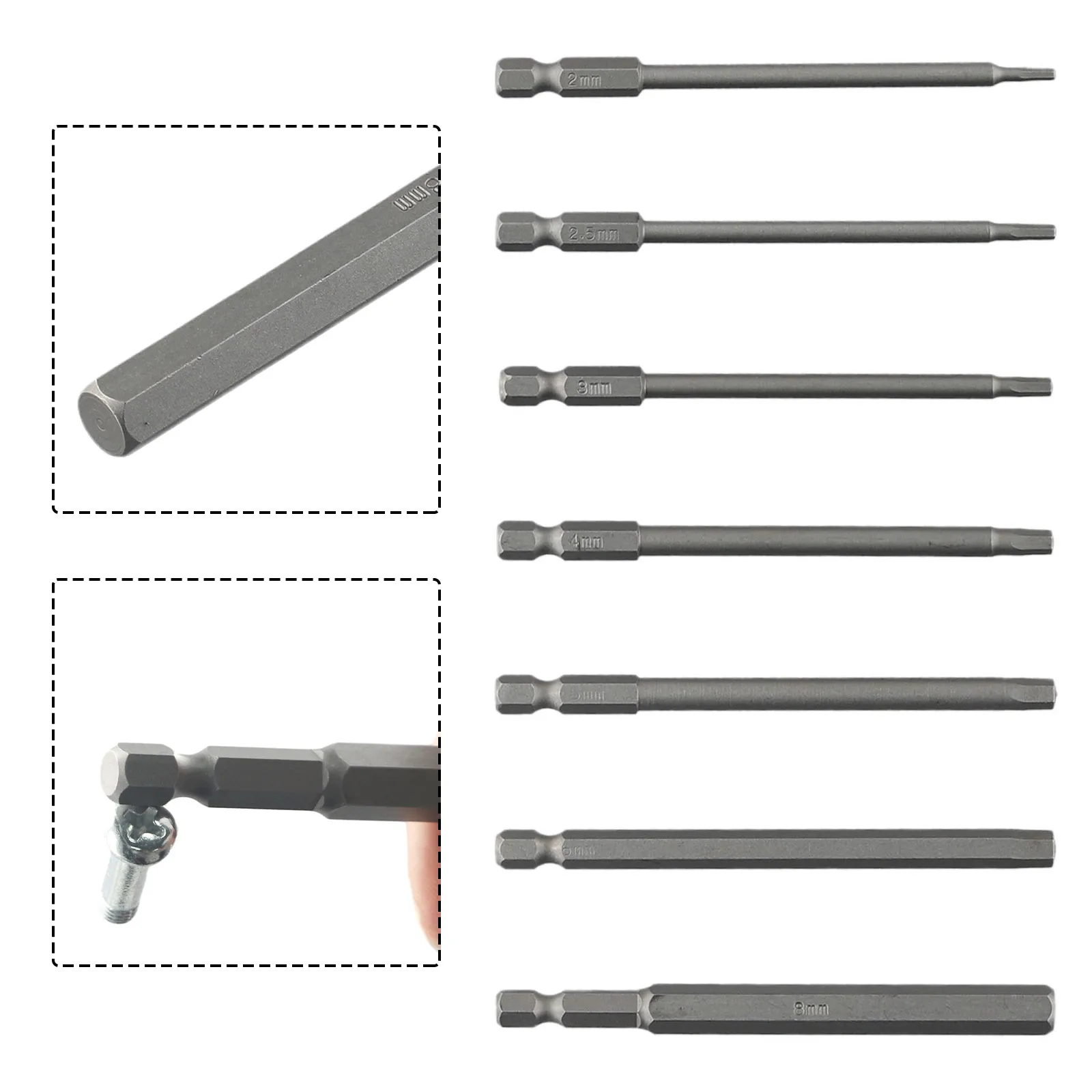 Screwdriver Set Hex Bit Drill Bit H2/H2.5/H3/H4/H/H6/H8 HRC60 Handworking Tool Hex Head High Hardness New Practical