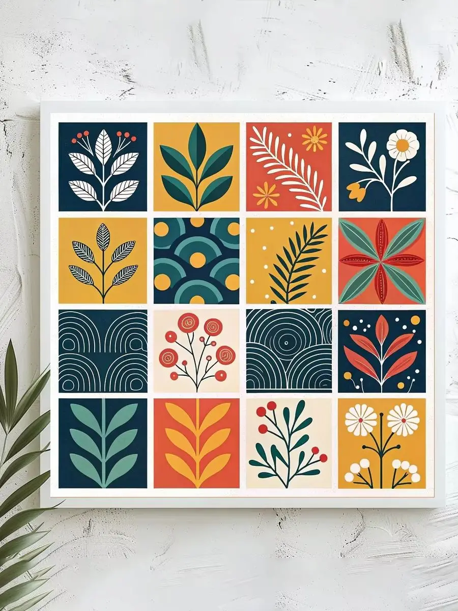 1 Stück 40x40 cm/15,74 Zoll, 11Ct/14Ct Kreuzstich-Set, DIY Valentinstagsgeschenk, Stickerei-Set für Festlichkeiten, botanisches Fliesenmuster – Detail 1