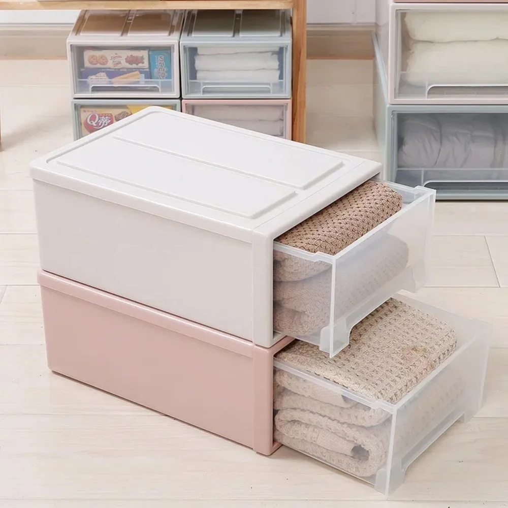 5/13L Stackable Drawers Storage Box Plastic Room Wardrobe Sundries Organizer Transparent Household Cabinet Closet Storage Box