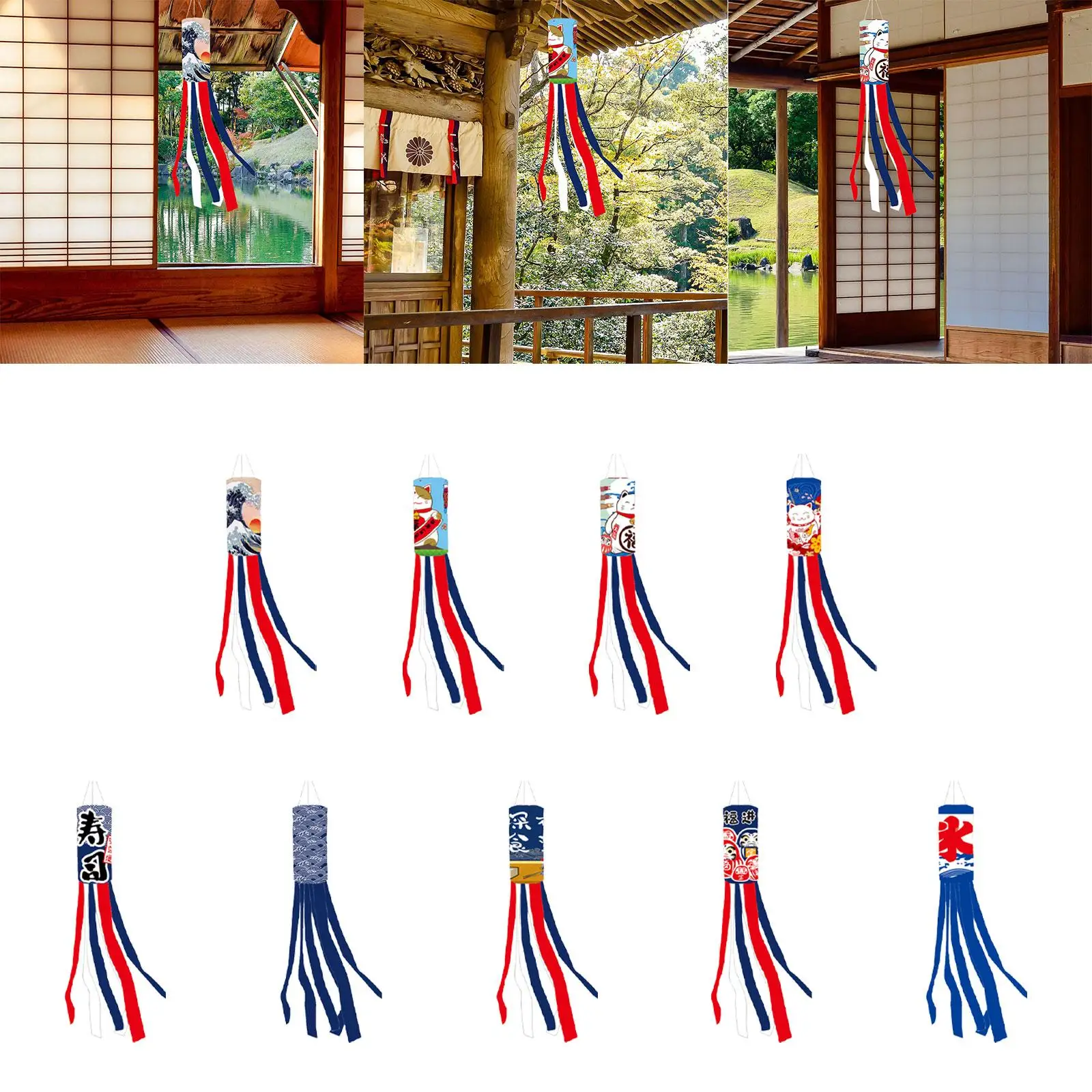 Japanese Carp Windsock Streamer Flag Koinobori Creative Decorative for Sushi Bar Restaurant Outdoor Yard Outside Devices