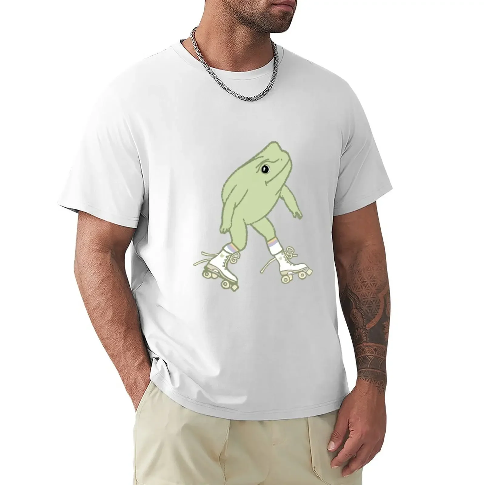 mens summer Tops Hattori  Frog on Roller Skates T-Shirt plain t-shirt man clothes vintage t shirt t shirts for men