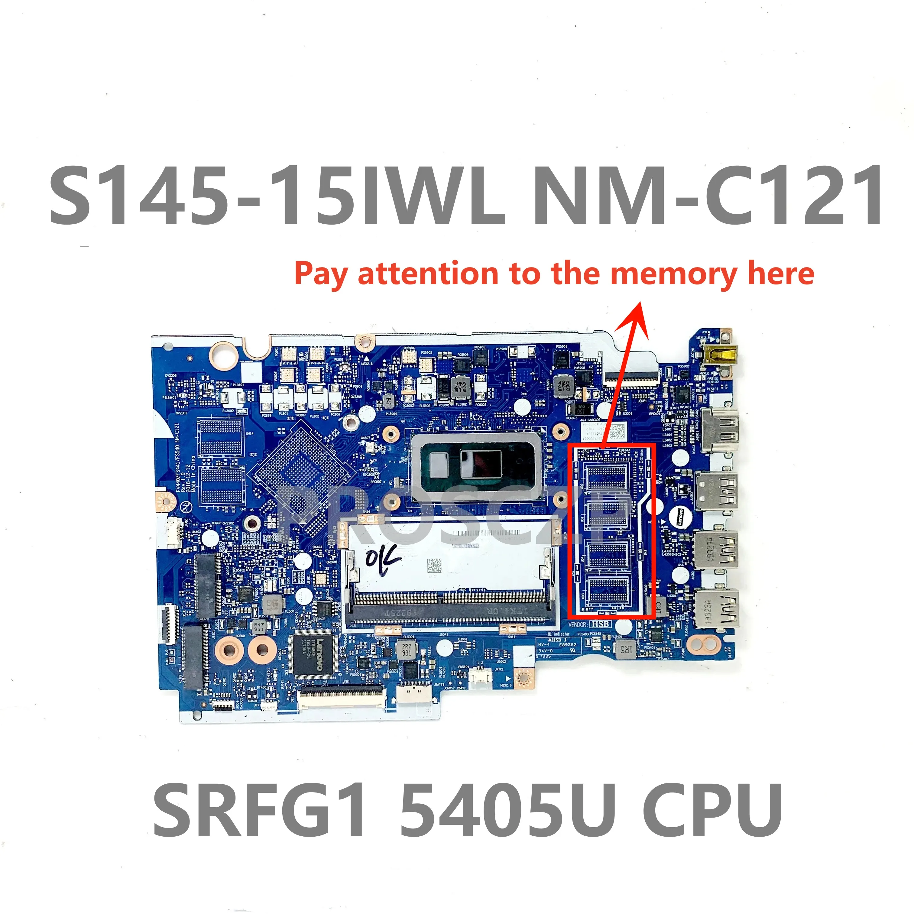 NM-C121 With 5405U / I3-8145U / I5-8265U CPU Mainboard For Lenovo IdeaPad S145-15IWL V15-IWL Laptop Motherboard 100%Working Well