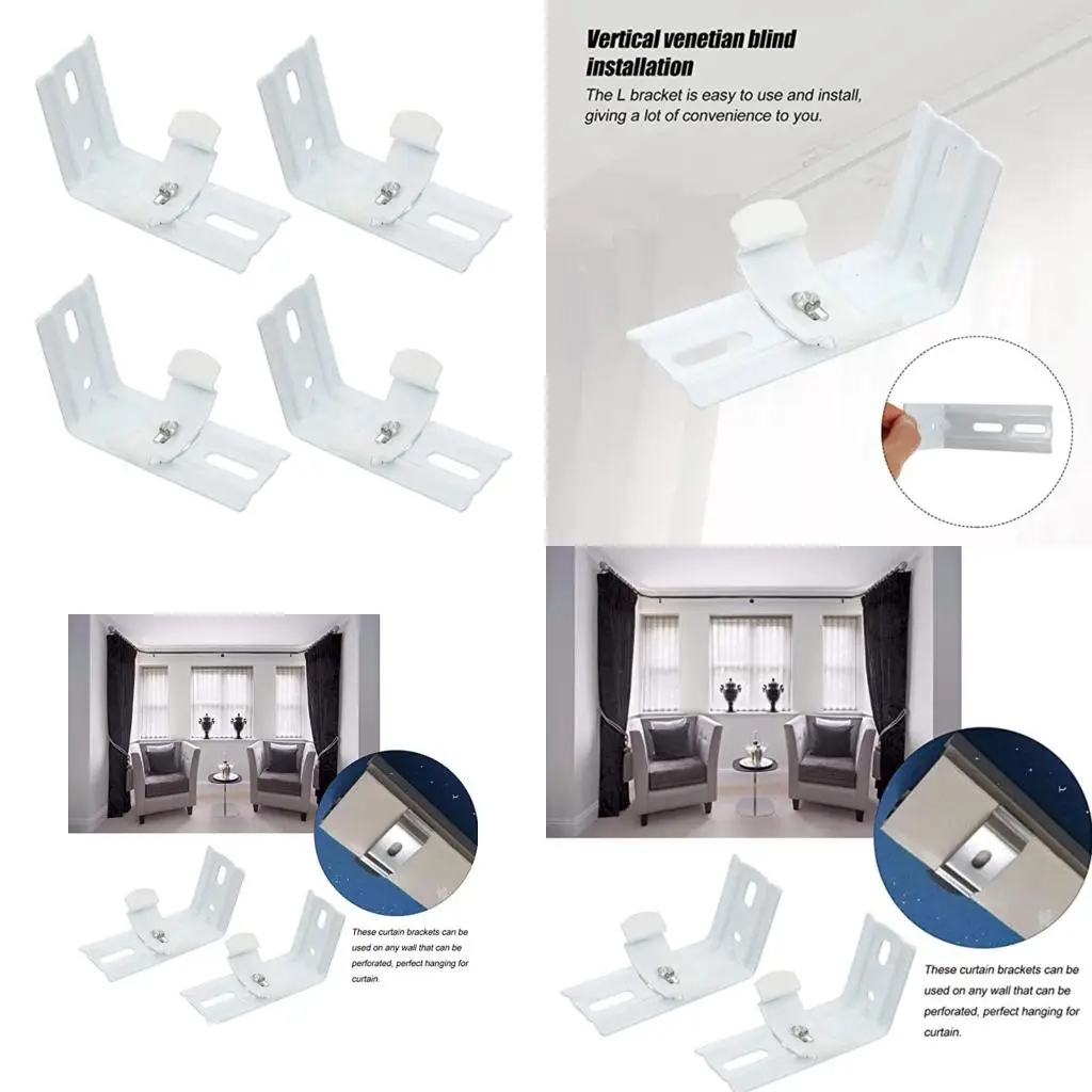2 Pair Vertical Blind L Bracket for Shutters Headrails 38mm 1.5inch Curtain Vertical Blind Mounting Bracket
