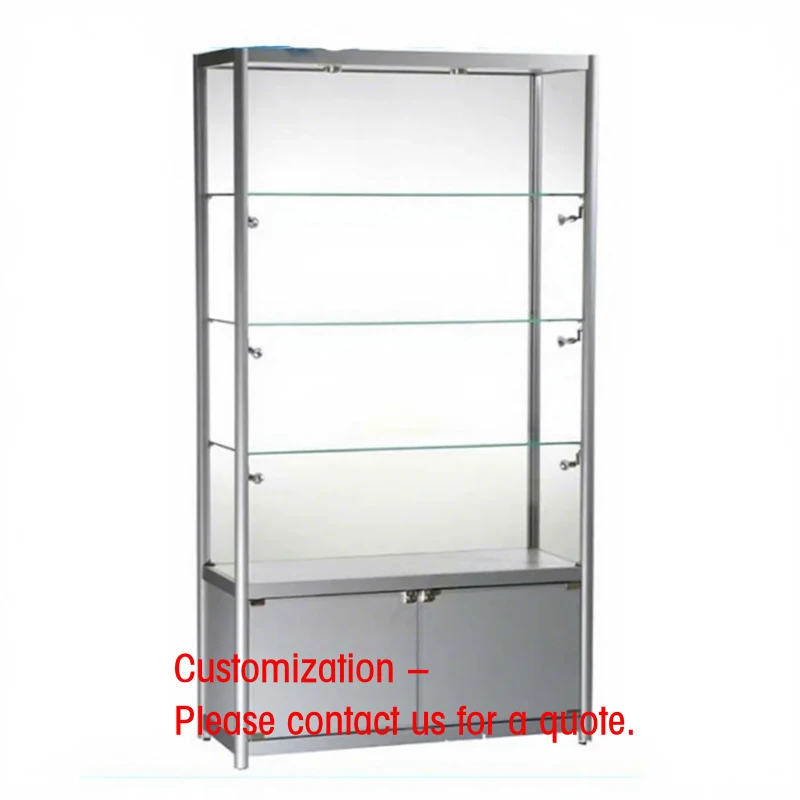 custom.Lockable Frame Style Modern Simple Tempered Glass Display Cabinet with LED Lighting Durable & Living