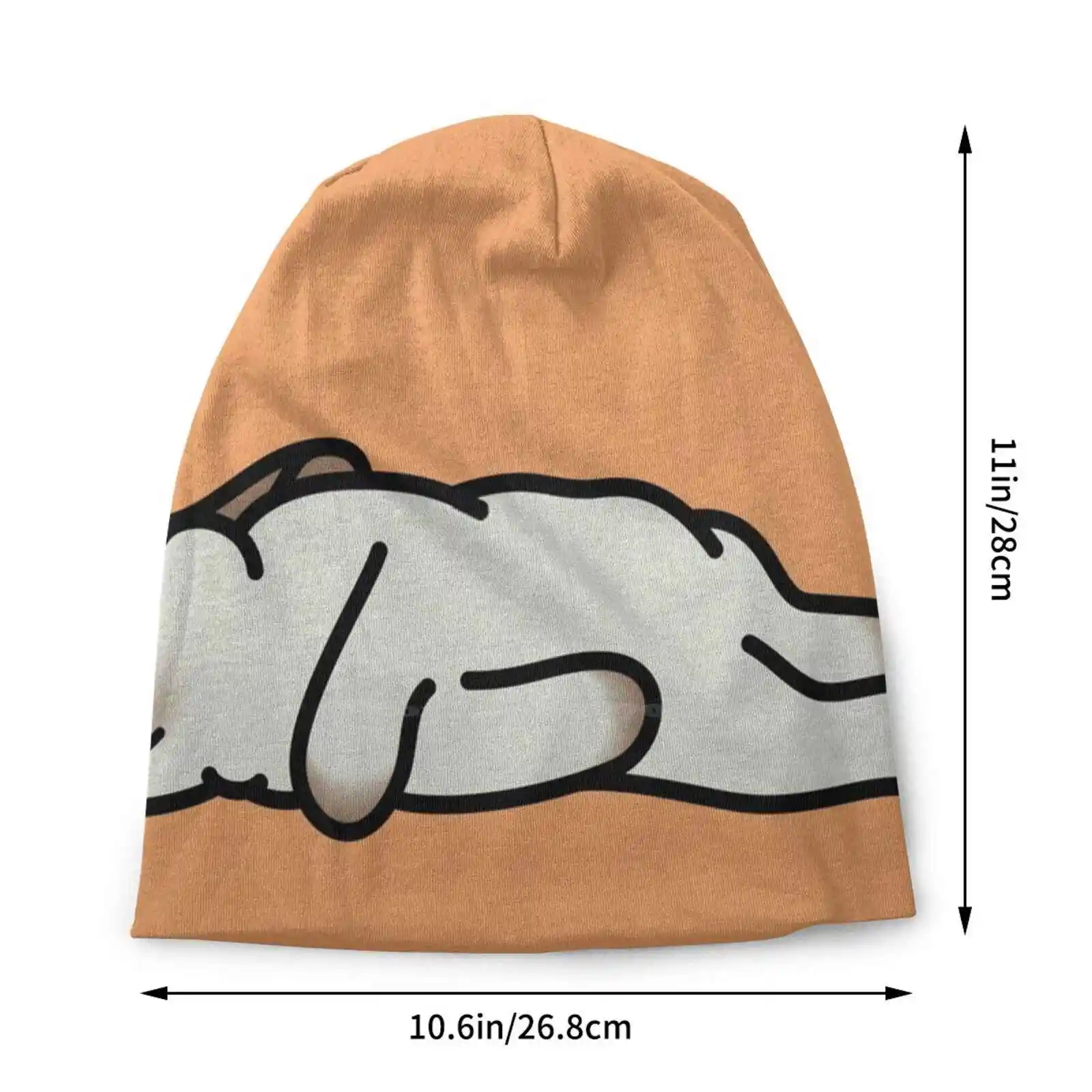 Sleeping Bunny Knitted Hat Warm Beanie Outdoor Caps Animal Usagi Mini Lop Cute Pets Lazy Fluffy Paw Tail Tired Sleeping White