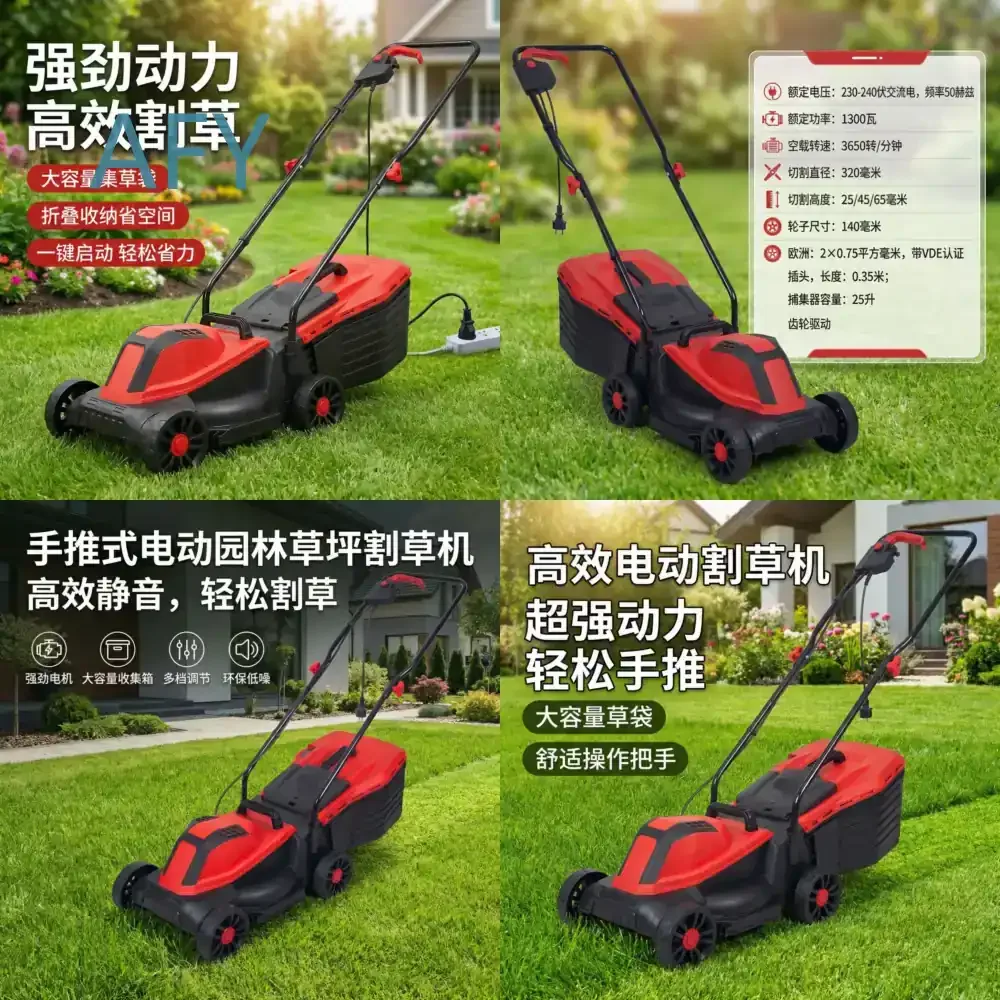 Hand Push Electric Lawn Mower for Home Use High Power Multi Function Grass Trimmer for Lawn Care Garden Maintenance