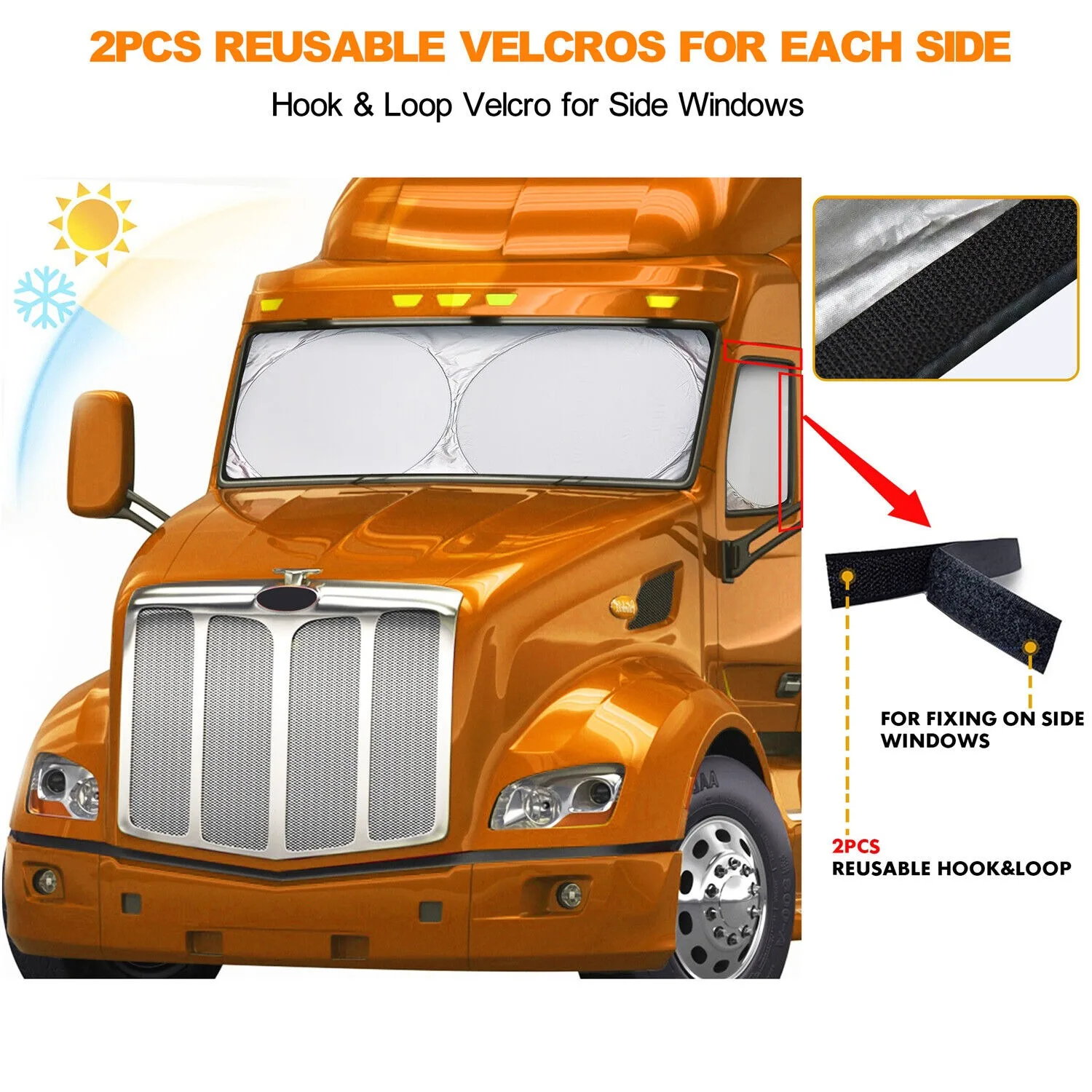 Truck Sunshade Large Lorry Front Windshield Sunshade with Side Window UV Protection Visor for Car Summer Sunshade Accessories