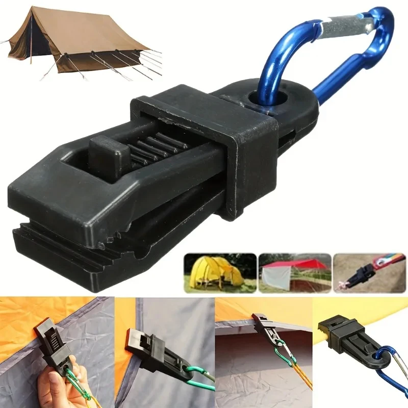 6PCS Shade Cloth Plastic Clips Adjustable Elastic Wind Rope Buckle Canopy Windproof Fixing Buckle Tent Peg Camping Accessories