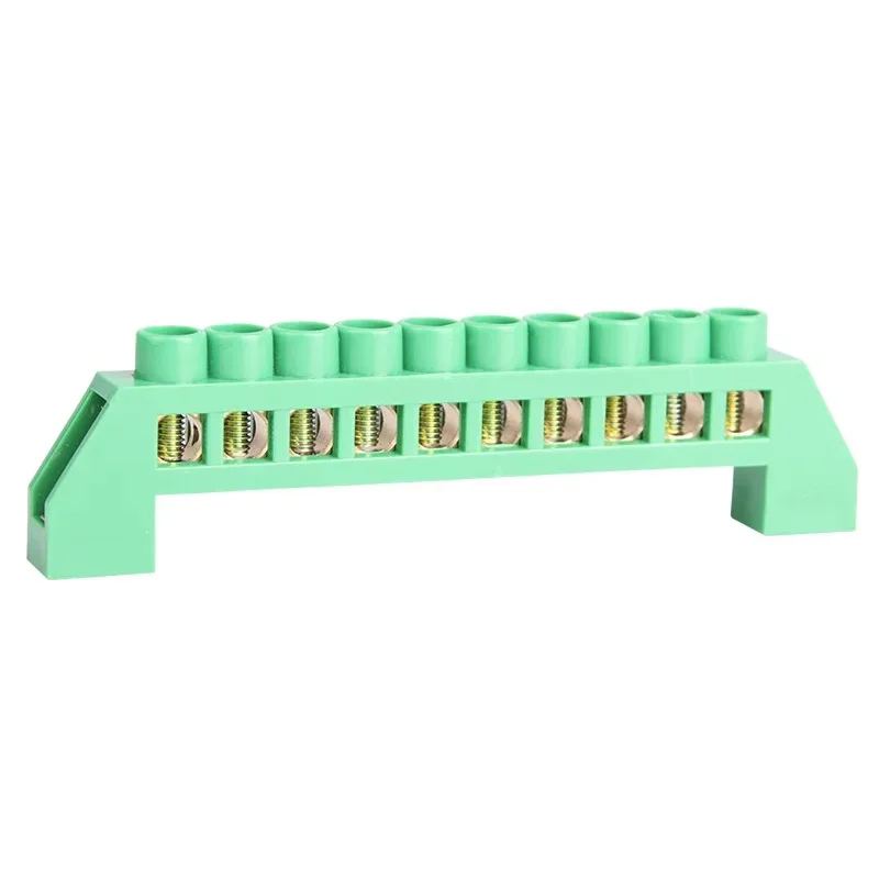 1PCS Green Zero Line 4Pin 6Pin 8Pin 10PiN 12PiN Brass Screw Grounding Bridge Terminal Block Connector Earth And Neutral