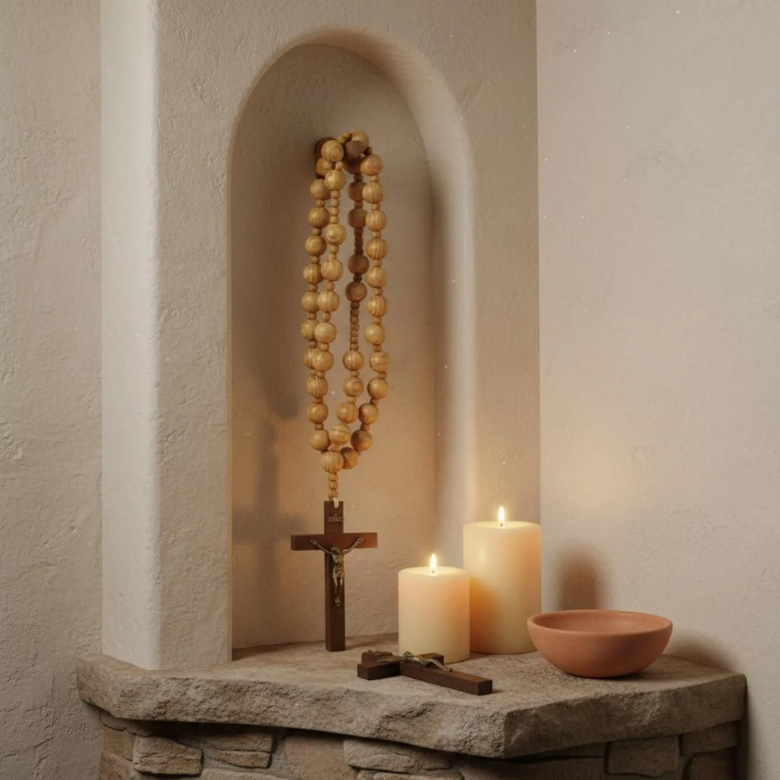 2Pcs Wood Prayer Bead Hanging Cross Religious Decoration for Car Hanging Charm Christmas Gift Home 97cm - view 3