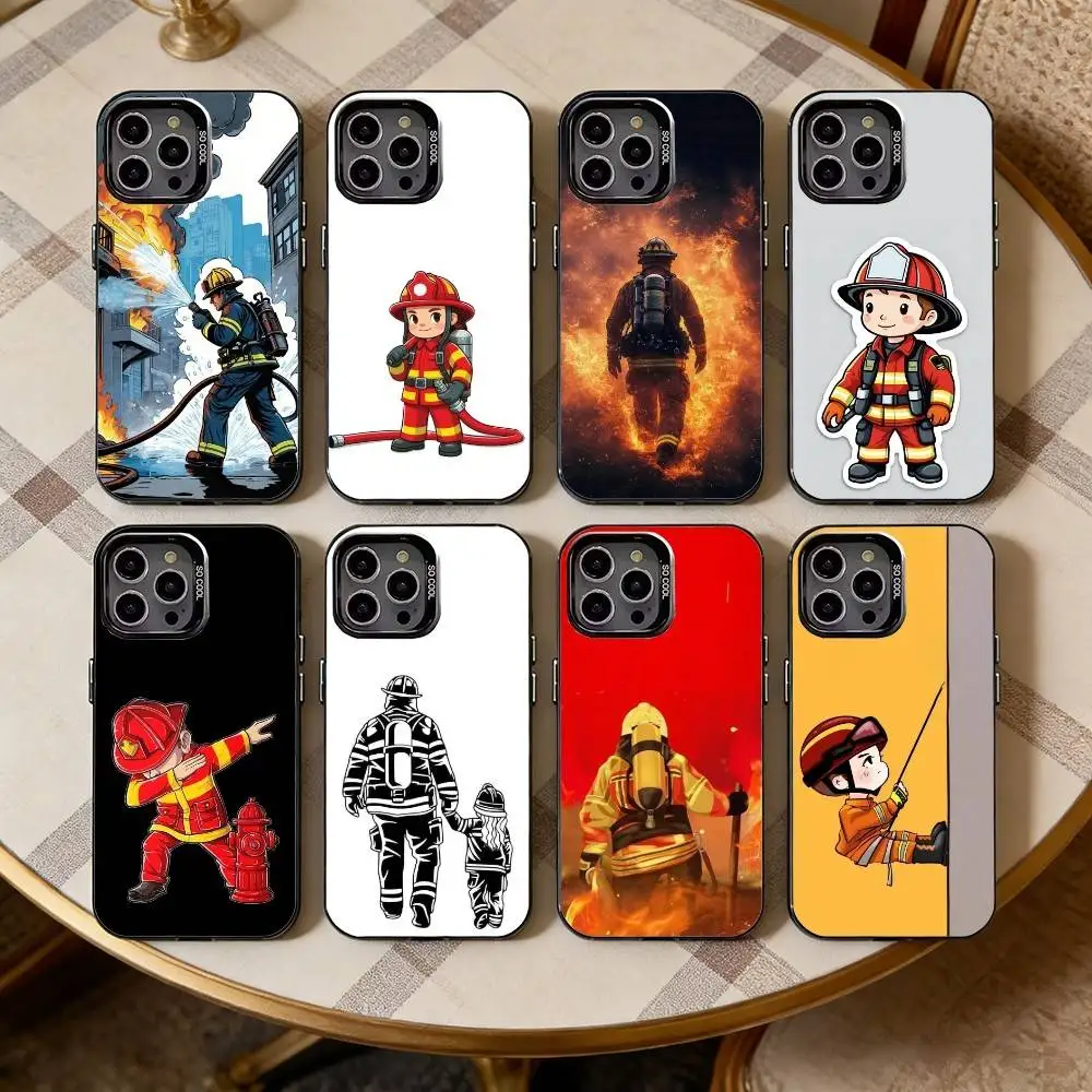F-Fireman F-Firefighter-ES  Black Candy silver phone case Phone Case For iPhone17,16,15,14,13,12,11 Plus,Pro Max