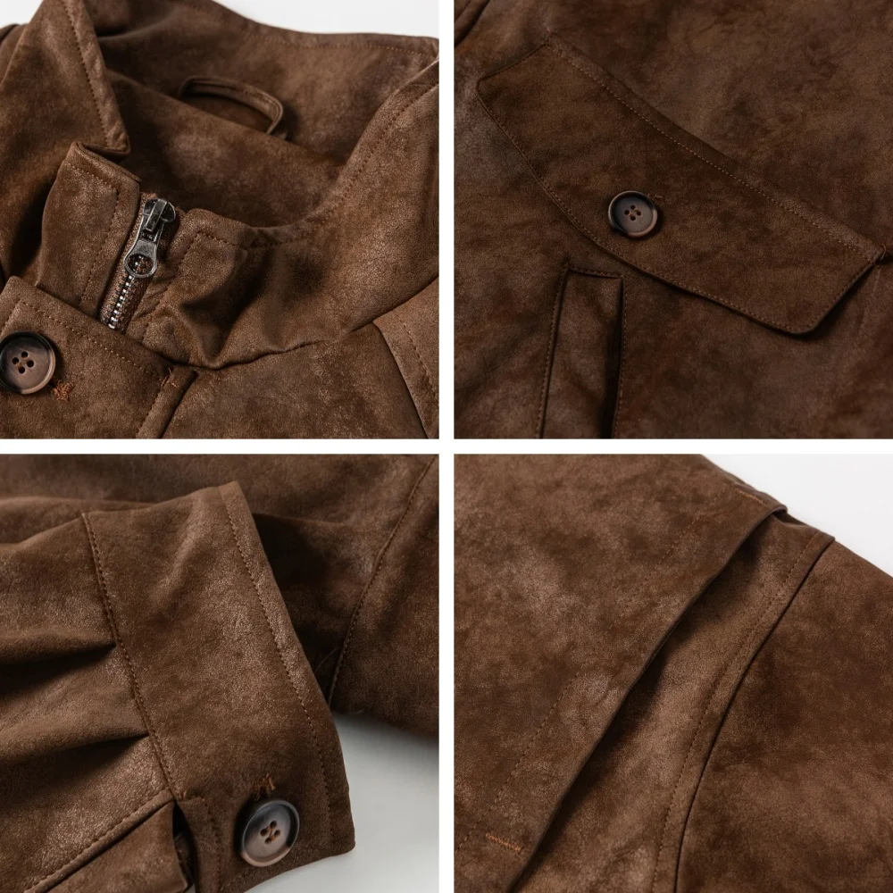 เสื้อแจ็คเก็ตหนังผู้หญิงสไตล์อเมริกันวินเทจ PU แจ็คเก็ตมอเตอร์ไซค์แบบมีซิป แขนยาว มีกระเป๋า เสื้อโค้ทสำหรับฤดูใบไม้ผลิ รุ่นใหม่ในหมวดเสื้อผ้าชั้นนอก