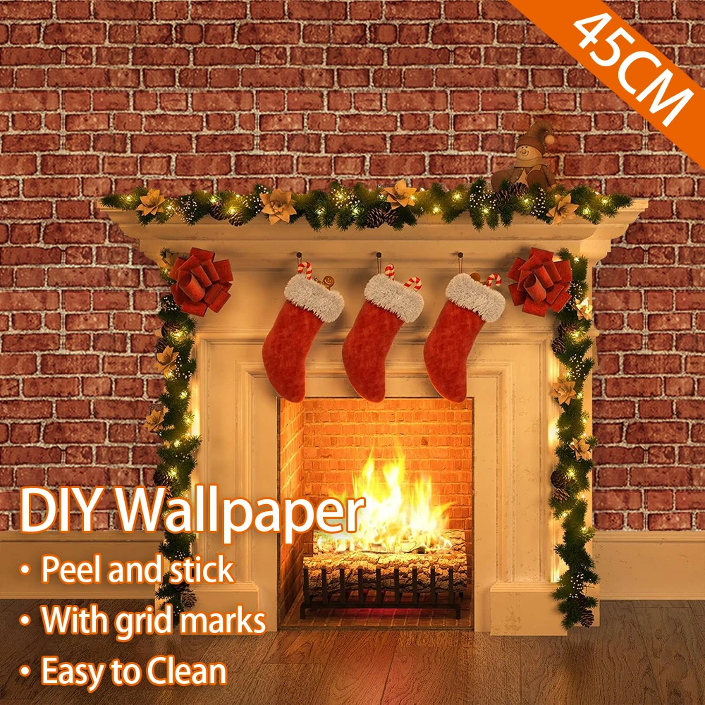 

45 см самоклеящиеся обои для стены, рождественский фон, декор, спальня, гостиная, сделай сам, 3D искусственный кирпич, декоративные наклейки на стену