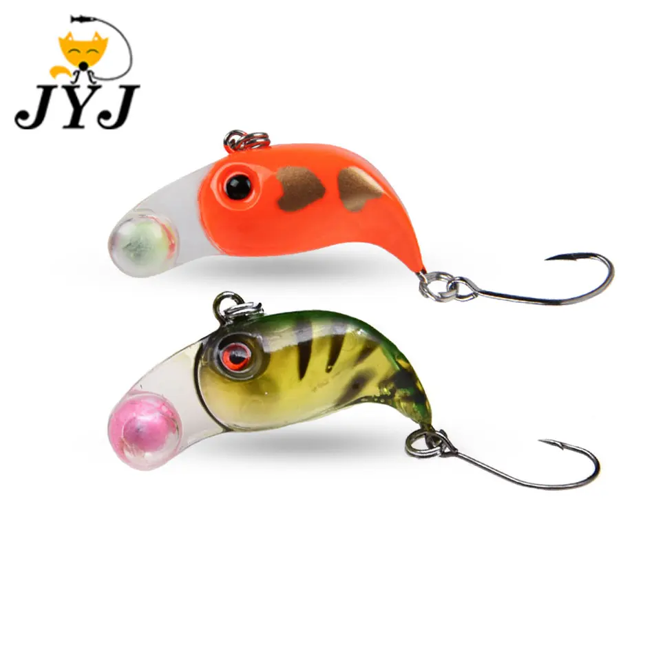 JYJ 2.5cm 3g hard plastic single hook crankbait fishing lure ,deep sinking wobbler small lure for trout