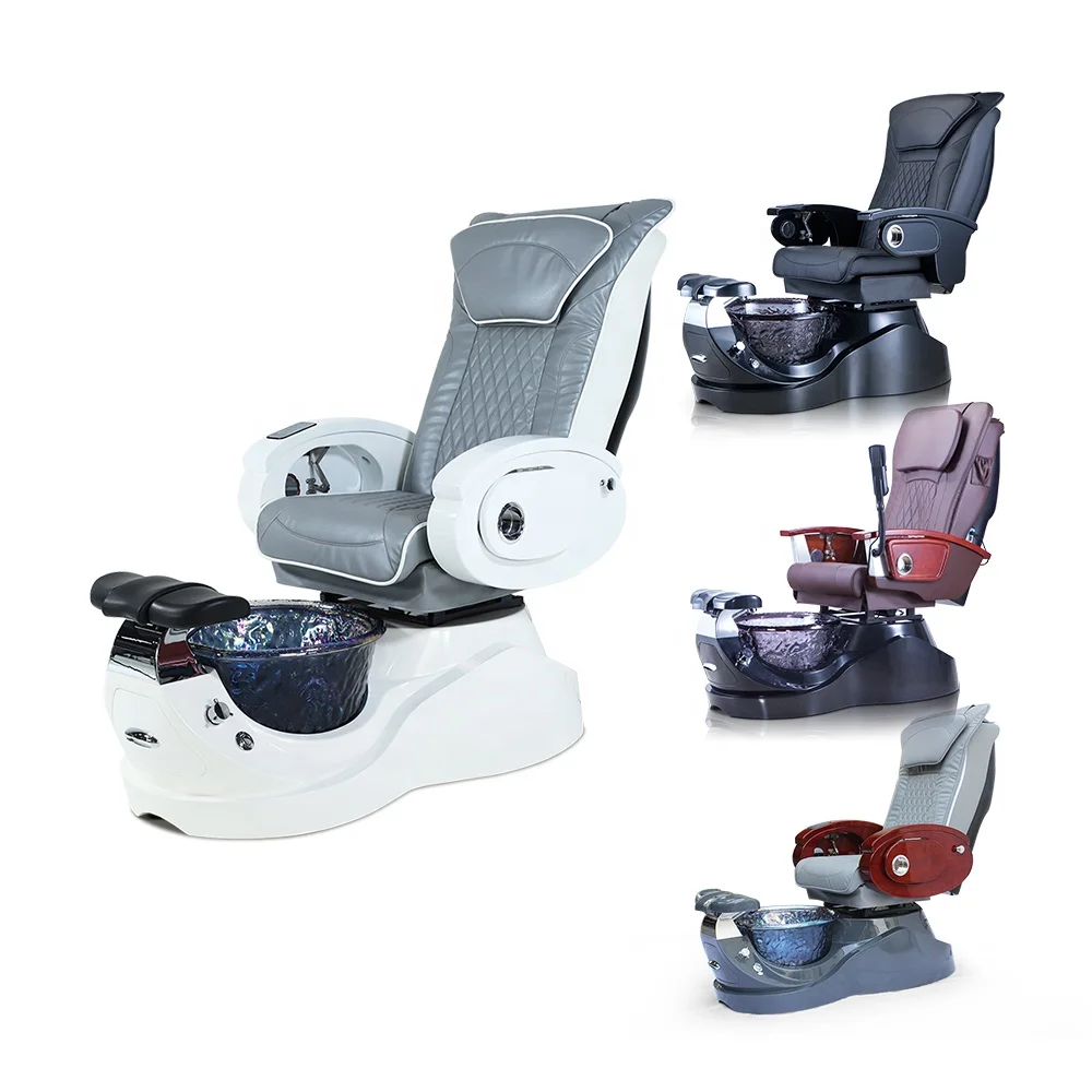 Modern Luxury Beauty Nail Salon Adjustable Reclining Pipeless Whirlpool Electric Discharge Pump Foot Spa Massage Pedicure Chair