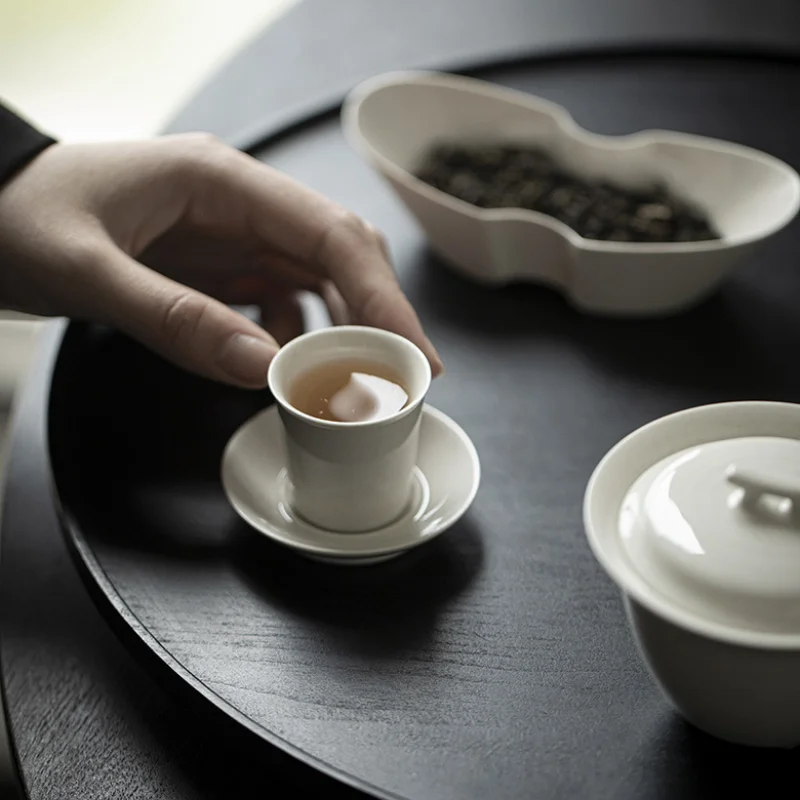 20ml Plant Ash Master Cup Set Zen Ceramic Tea-calix Small Tasting Mug With Coaster Luxury Tea Cup Cafes Gift Kung Fu Teaware