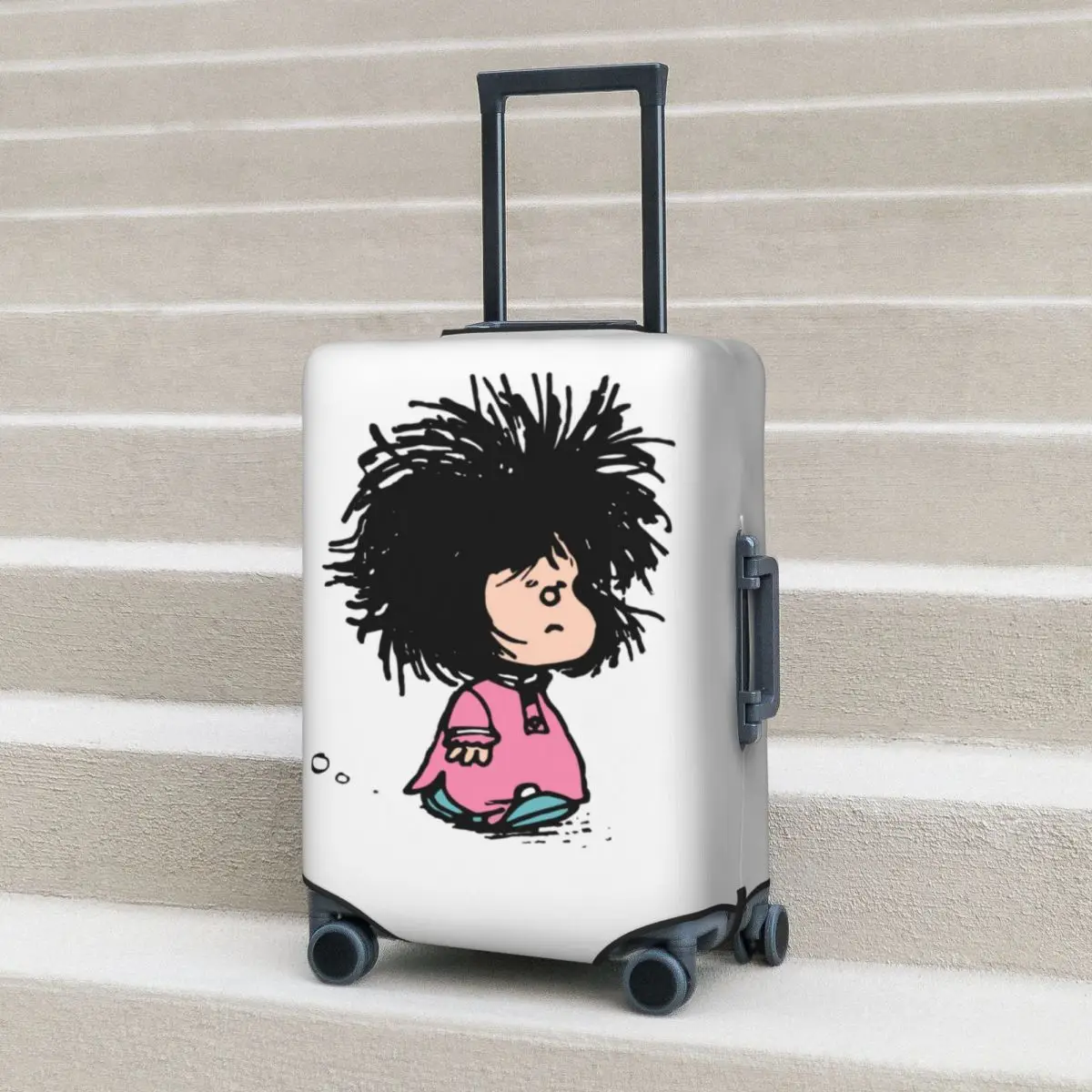 Mafalda Cartoon Suitcase Cover Disheveled Nightgown Flight Cruise Trip Elastic Luggage Accesories Protector