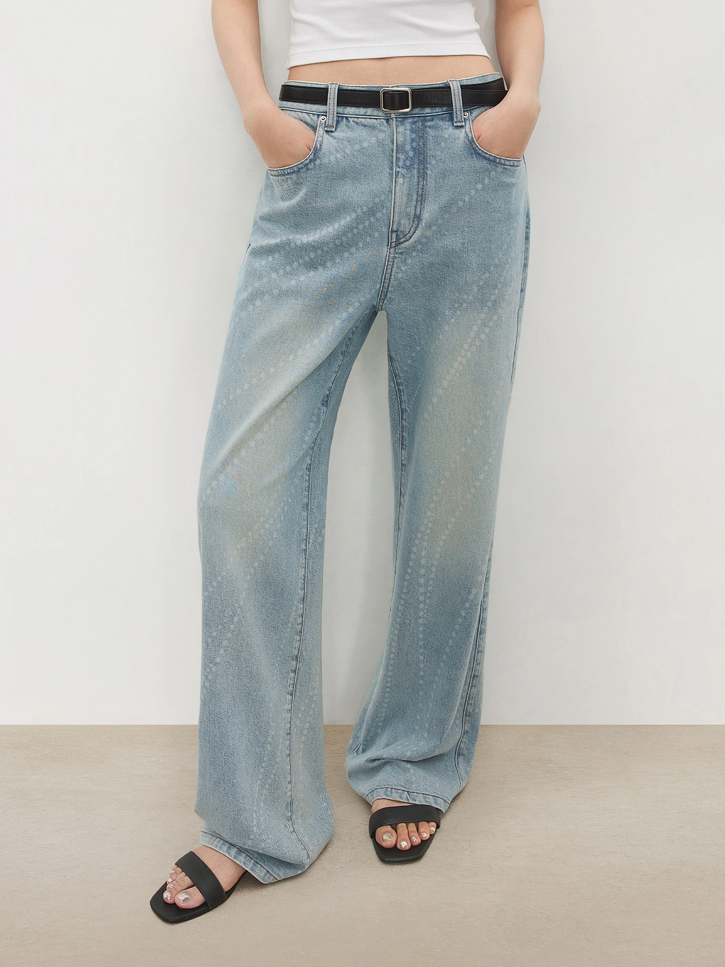 

Классические джинсы Chicjoc Pearl Series с лазерной вышивкой в виде цветов, модель Jennie Fraance, прямые, из хлопка, эластичные, дышащие, женские.