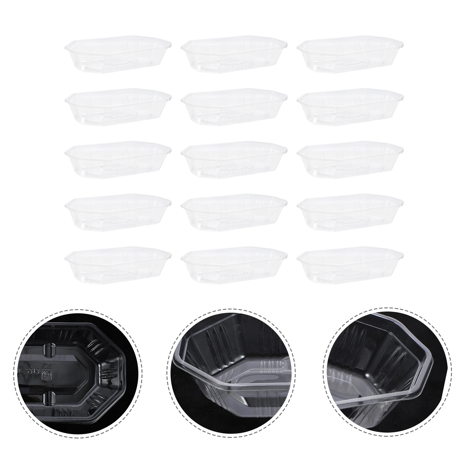 

100 Pcs Disposable Fruit Trays Hygienic Transparent PET Material Food Sealing Containers Storage Tray Party Use Packaging