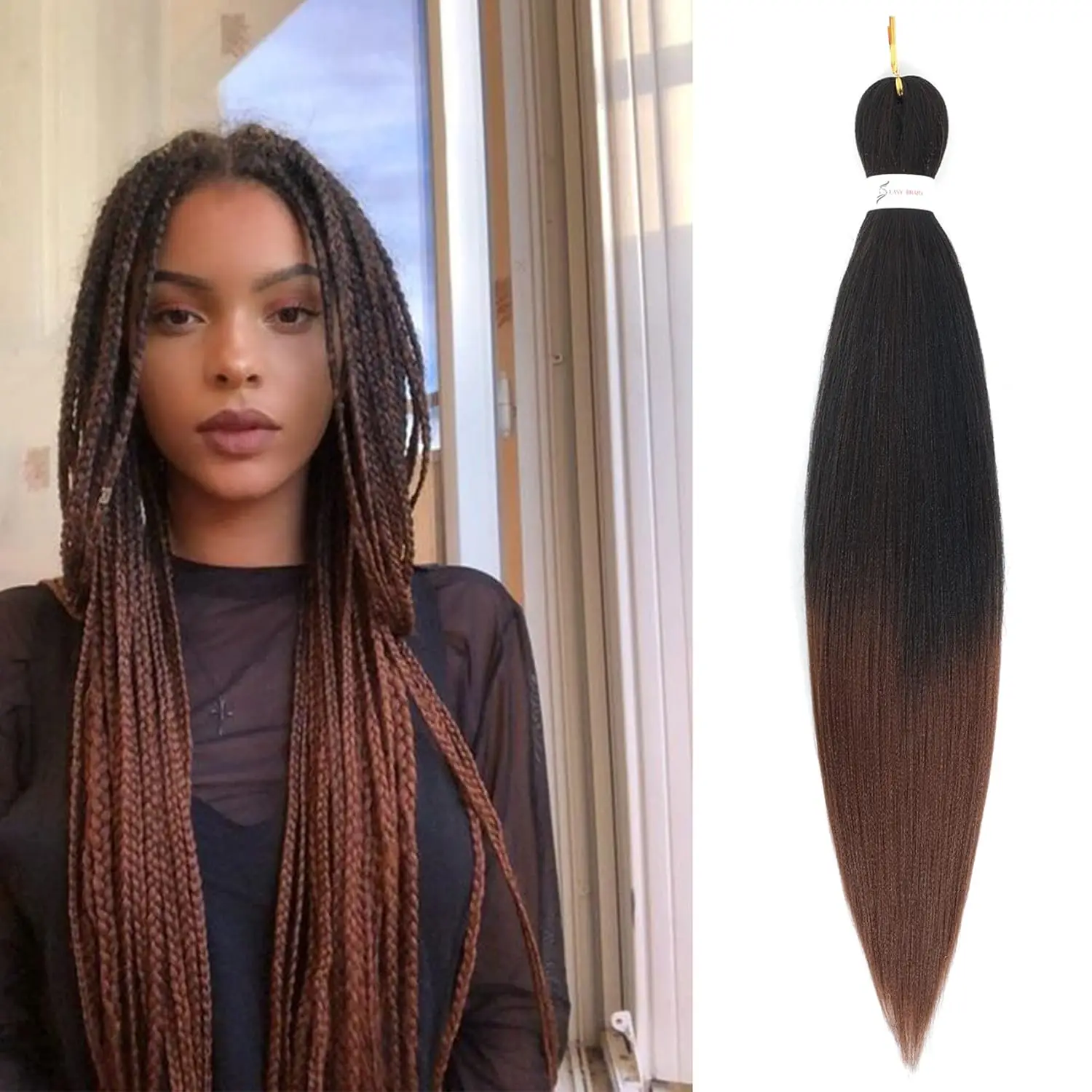 Black Star-EZ tranças Crochet extensões de cabelo para crianças, profissional macio Yaki cabelo reto, ajuste de água quente, 26"