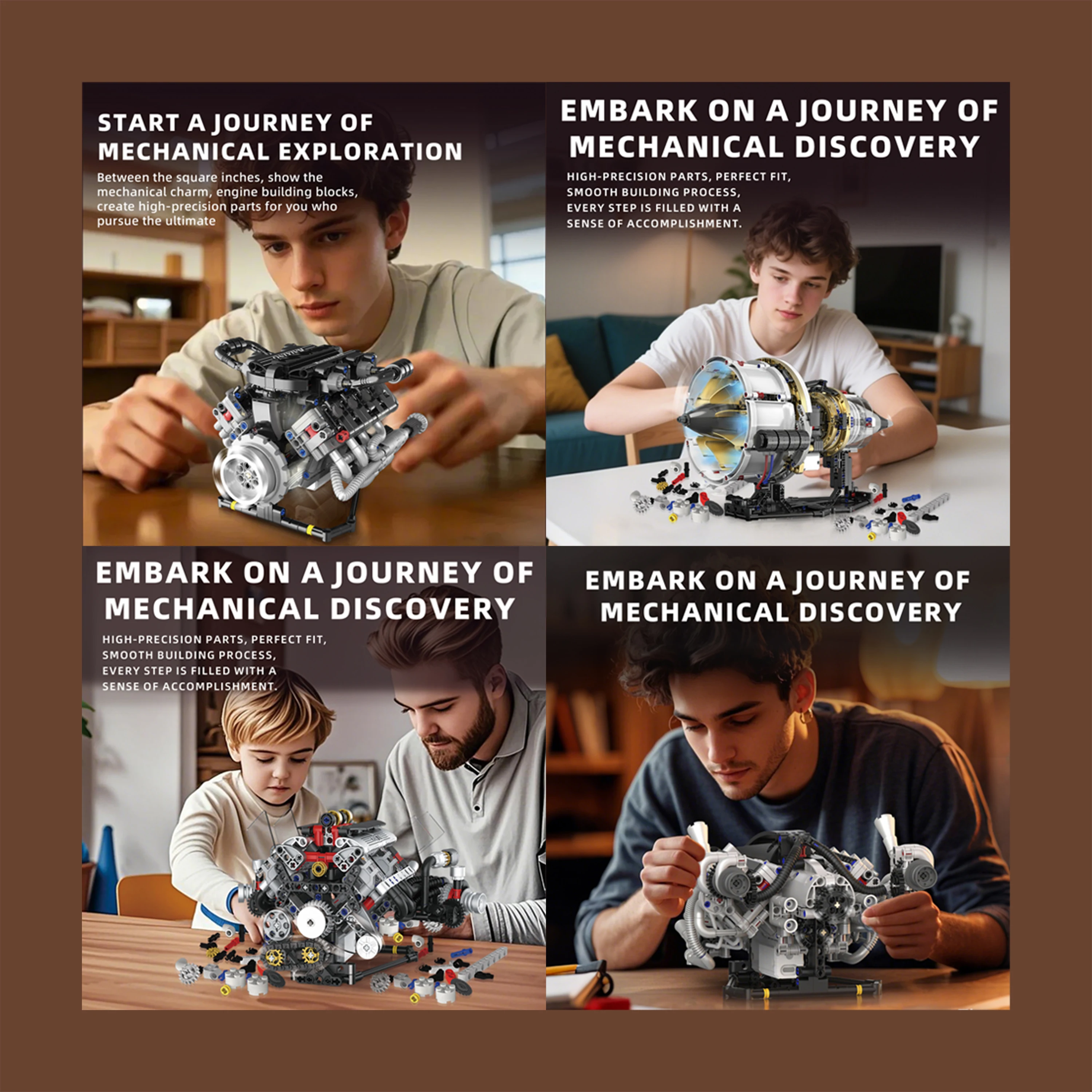 مجموعة مكعبات بناء محرك MOC التقنية V8 مع ضوء LED ونموذج آلية التحكم الآلي في التطبيق للبالغين #4