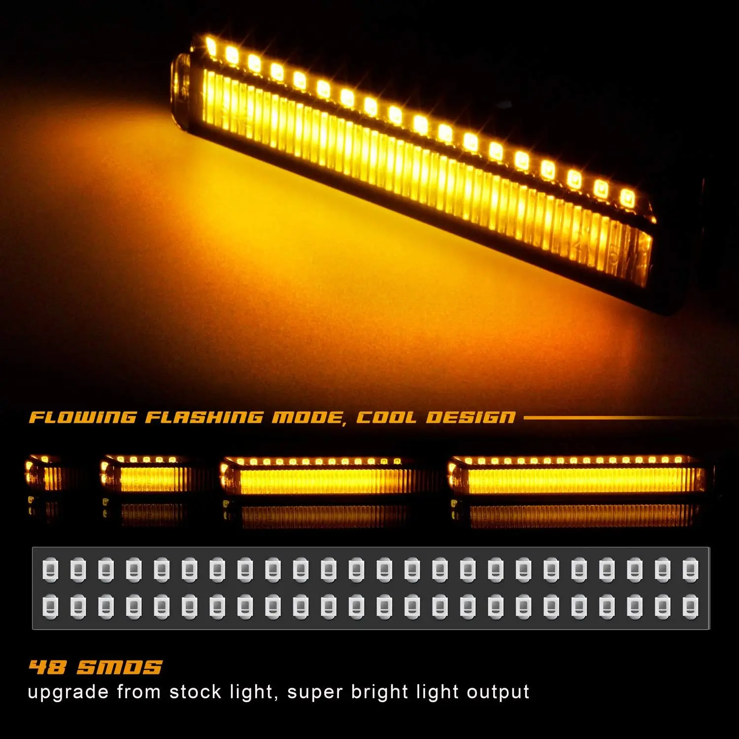 Sequential LED Side Mirror Turn Signal Light Smoked Right Left Lamps Compatible with Ford F150 Expedition, Lincoln Mark LT,Amber