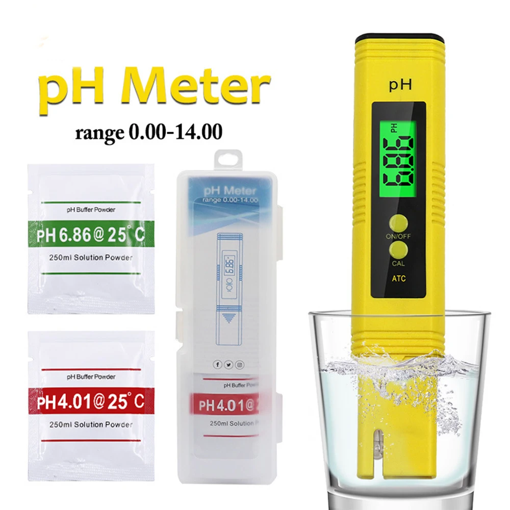 Bolígrafo LCD digital medidor del pH cuya precisión es 0,1, calibrador automático para agua, vino, orina, piscina y acuario