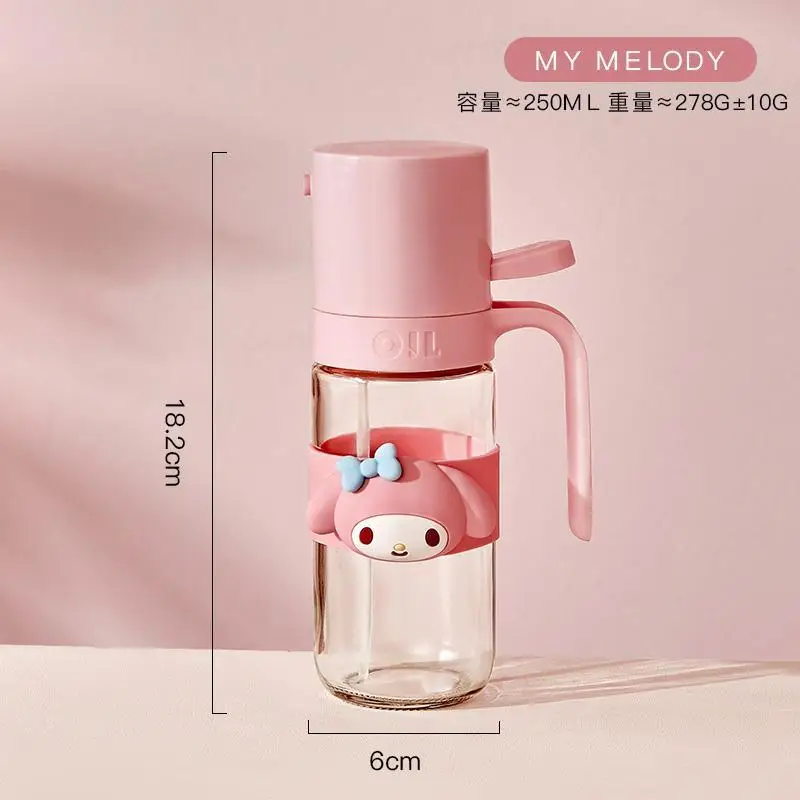 Sanrio Hello Kitty Cinnamoroll Anime Kawaii Sweet Glass Oil Spray Pot Cute My Melody Kitchen Household Storage Bottle Gifts Toys