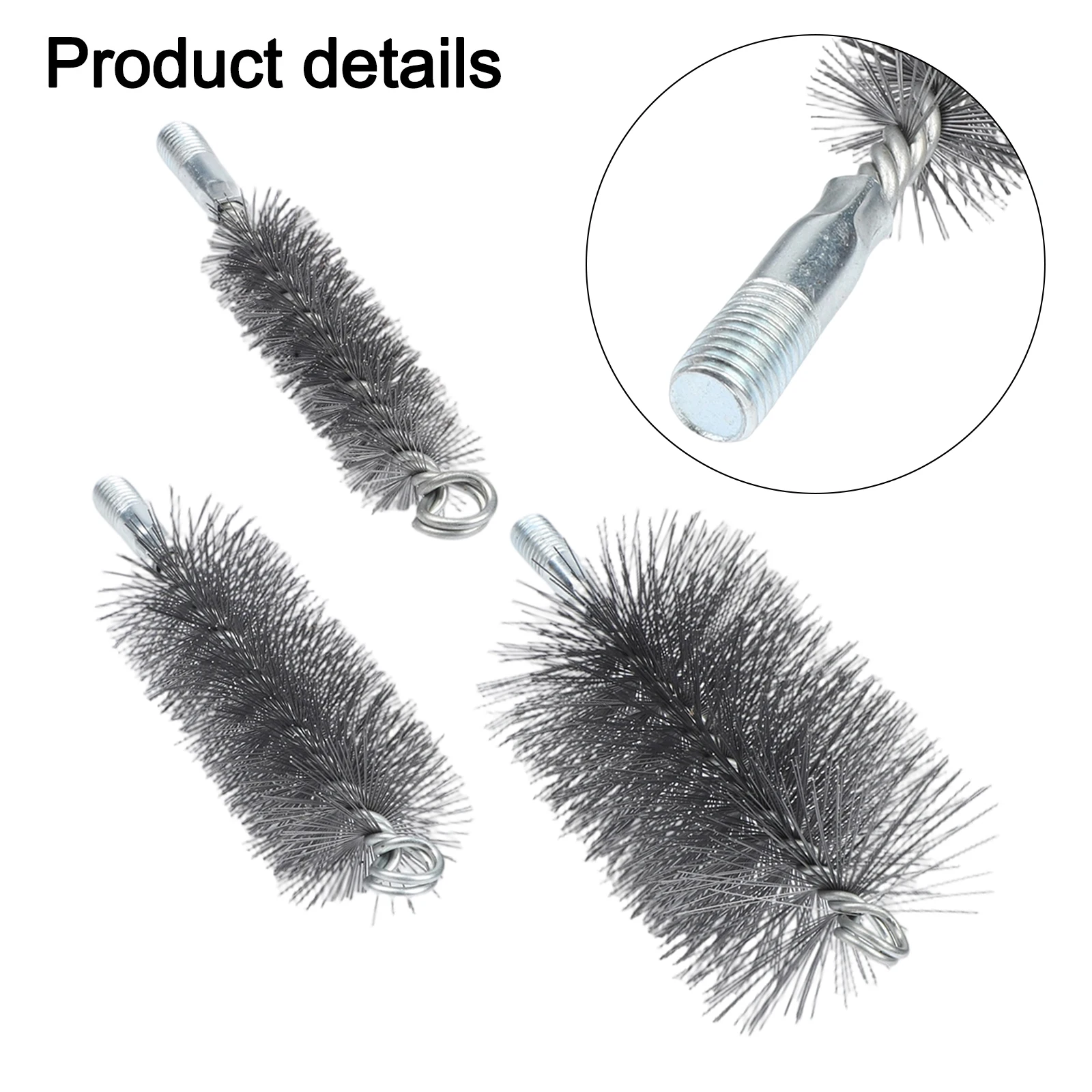 3Pcs Stove Pipe and Chimney Brush Set with Carbon Steel Wire Bristles for Effective Soot and Debris Removal in Boilers