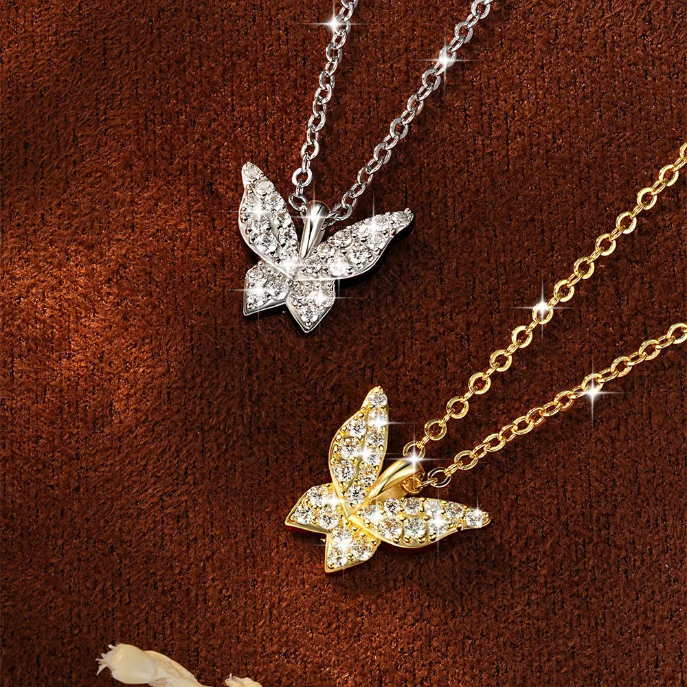 Anziw 1,5 mm D Farbe VVS1 Moissanit-Diamant-Halskette Damenschmuck 14K Gold gefüllte Schmetterlings-Charm-Halskette Feiner Schmuck Geschenk – Detail 1