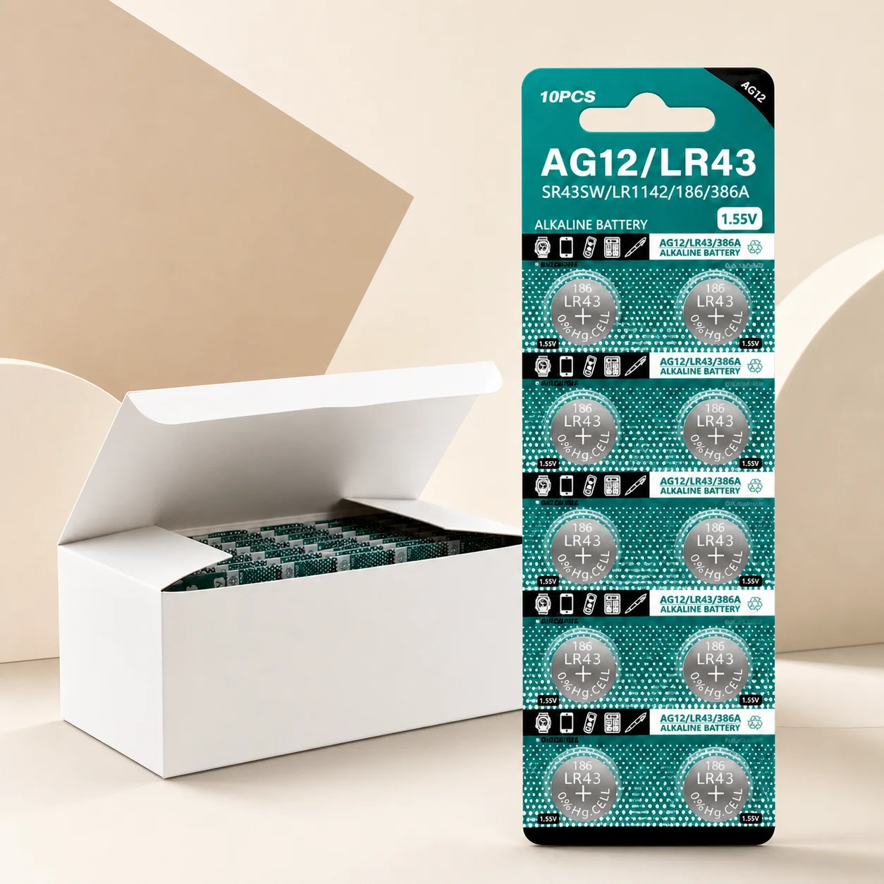 Alkaline Button Cell Battery LR43 AG12 1.55V 110mAh SR43 386 LR1142 SR1142 For Watch Toy Remote Control