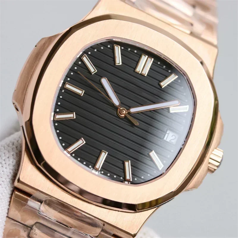 Luxury New Automatic Watch for Men Mechanical Watches 5711 Nautilus Stainless Steel Business Rose Gold Black Blue Luminous